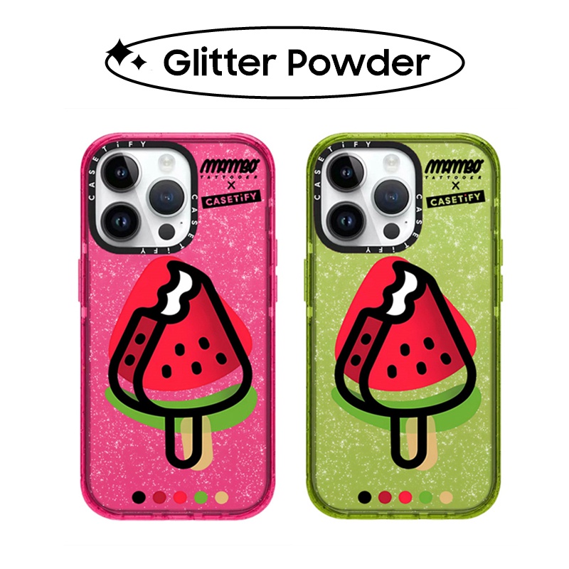 Bling Glitter CASETiFY ฤดูร้อน แตงโม ไอติม ซิลิโคน TPU เคส สําหรับ iPhone 11 12 13 14 Pro Max เคส