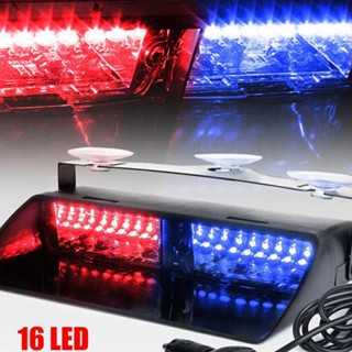 16 LED Red Blue 12V Car Police Strobe Flash Light Dash Urgency Flashing Lamp New