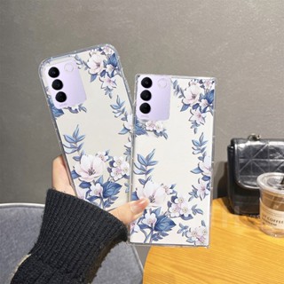 เคสโทรศัพท์มือถือแบบนิ่ม ใส กันกระแทก ลายดอกไม้ และใบไม้ สําหรับ VIVO V27 5G V27E 2023 V27 V27E