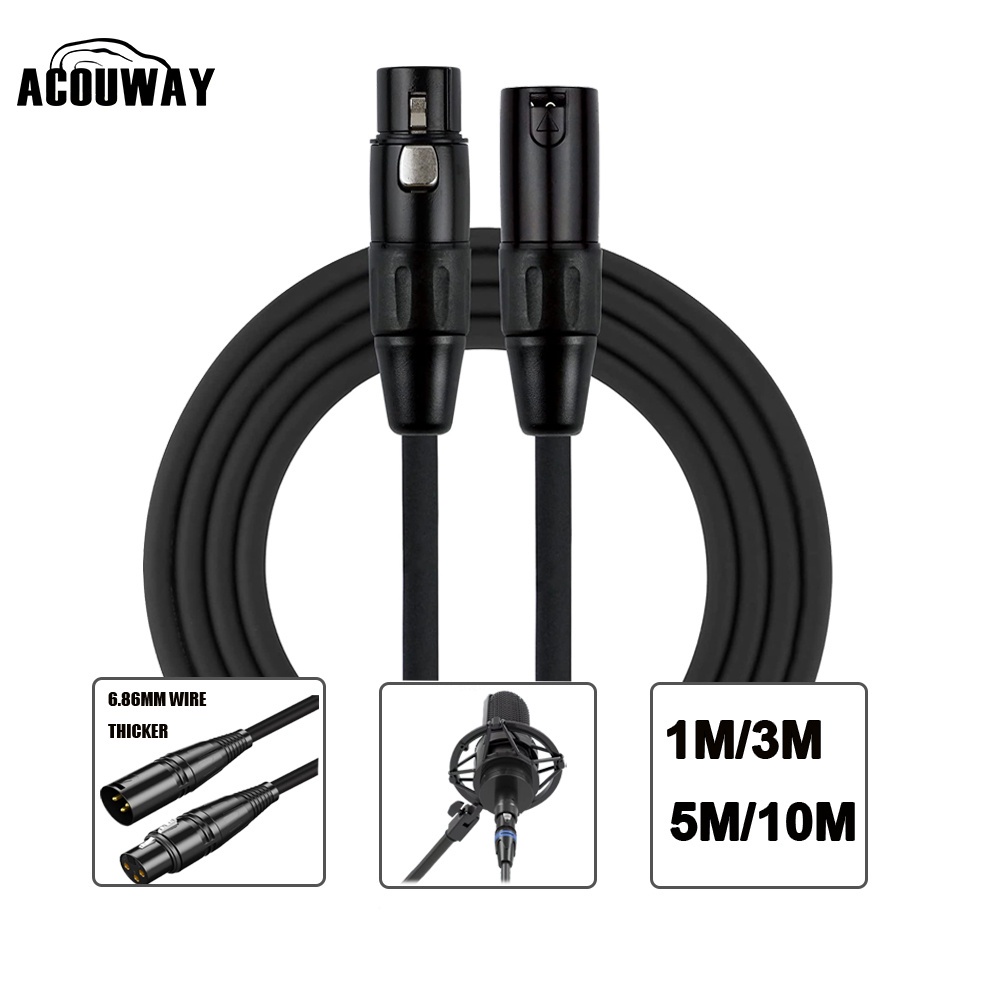 ACOUWAY Xlr สายเคเบิลไมโครโฟน Xlr ตัวผู้ เป็นตัวเมีย Xlr M F 3Pin 1 เมตร 3 เมตร 5 เมตร 10 เมตร สายเคเบิล Cannon Aux 3 Pins  สําหรับไมโครโฟน สตูดิโอ ผสมบอร์ด แพทช์เบย์ พรี