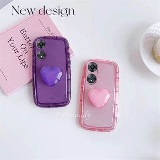 ใหม่ เคสโทรศัพท์มือถือแบบนิ่ม TPU ใส กันกระแทก พร้อมขาตั้ง รูปหัวใจ หลากสี สําหรับ OPPO A98 A78 Reno8 T 8Z 8 Pro 5G 4G 2023