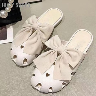  HILTY SHOES รองเท้าแตะชายหาดโบว์มีรูระบายอากาศแฟชั่นผู้หญิงนุ่มสบายรองเท้าแตะสำหรับงานปาร์ตี้ของโรงเรียน