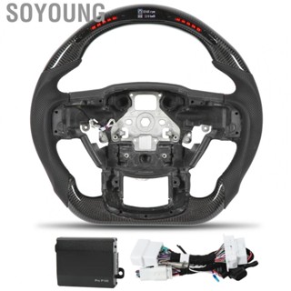 Soyoung Steering Wheel Carbon Fiber  Shift Lights Display Steering Wheel Perforated Leather Replacement for Ford Raptor 2017-2020