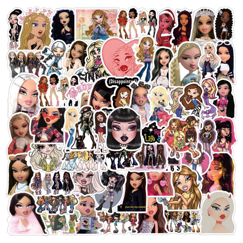 Z&m สติกเกอร์ Bratz สติกเกอร์รูปลอก กันน้ํา ลายการ์ตูนอนิเมะ ของเล่นสําหรับเด็ก 63 ชิ้น ต่อชุด