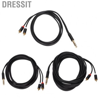 Dressit 6.35mm To 2 Cable Gold Plated Male Stereo Adapter Y Splitter Cable