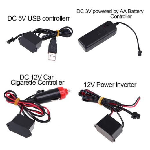 Dc 12V EL line / USB 5V / ตัวควบคุมไดร์ฟที่จุดบุหรี่ สําหรับ 1-5M ไฟนีออน EL line ใช้ในรถยนต์ / รถจักรยานยนต์ / อินเทอร์เฟซ 5V