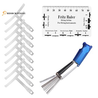 เกจวัดรัศมีใต้สะพานสาย 9 ชิ้น และไม้บรรทัดวัดสายกีตาร์ และตะไบน็อตสะพานสายกีตาร์ อุปกรณ์เสริม สําหรับซ่อมแซมกีตาร์