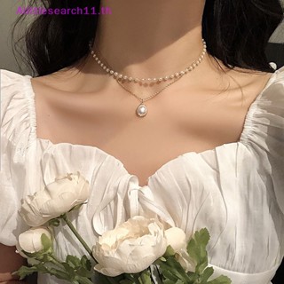 Alittlesearch11 สร้อยคอโชคเกอร์ สองชั้น ประดับไข่มุก สวยหรู ของขวัญ สําหรับผู้หญิง