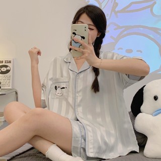 Summer new ice silk Pachacco pajamas short-sleeved shorts New plus size womens loungewear set