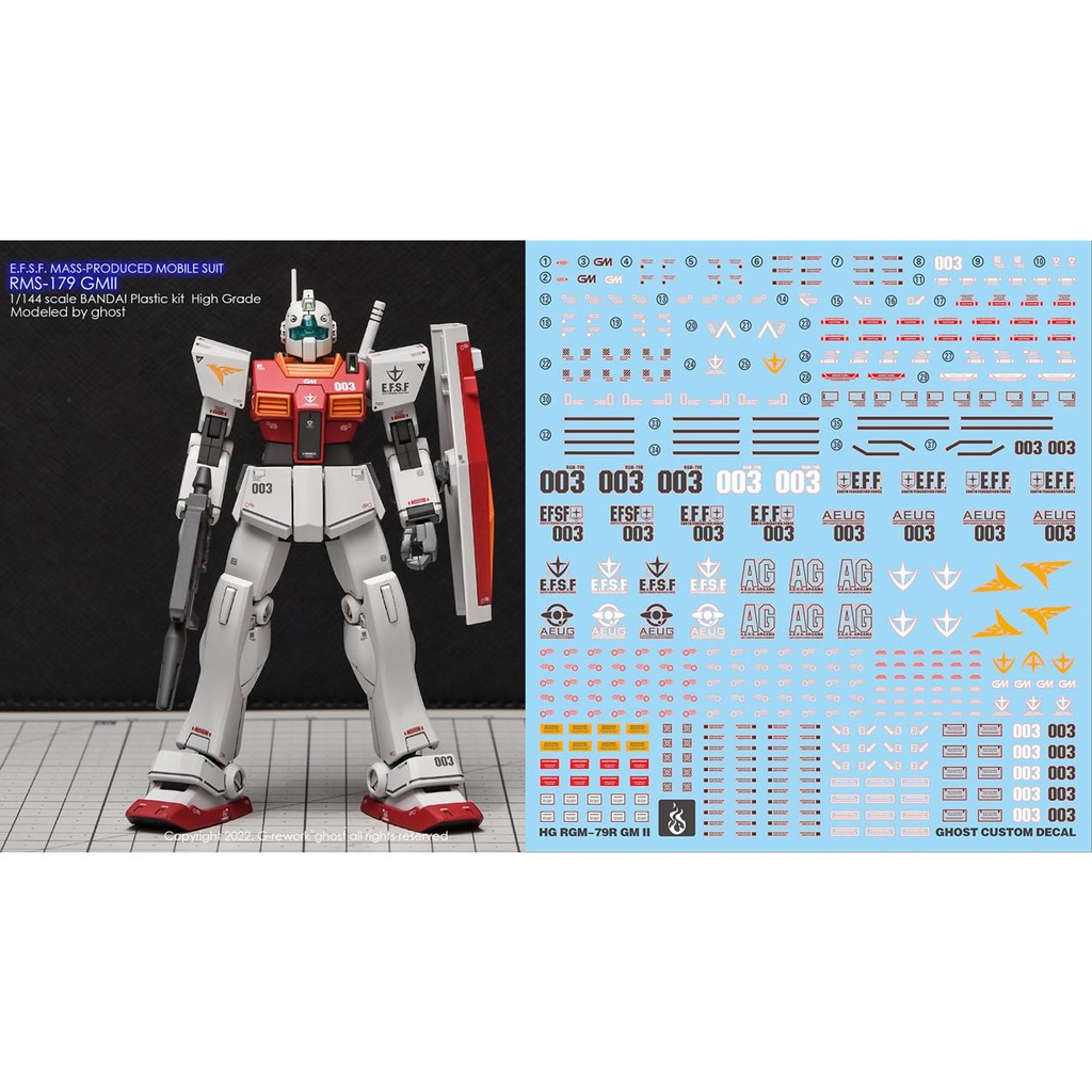 YAN GHOST HG HGUC RGM-79R 1/144 GM II GM 2 Water Slide Decal YANHG029