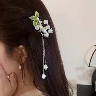 Lily of the Valley คว้าคลิปกิ๊บ Tangled ดอกไม้พู่ใหม่สไตล์จีนผมม้วนสไตล์โบราณขั้นตอนสั่นกิ๊บระดับไฮเอนด์