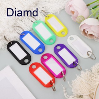 Diamd 30 ชิ้น / เซต เขียนได้ พวงกุญแจ Fobs พลาสติก พวงกุญแจ ที่มีสีสัน พร้อมฉลาก หน้าต่าง สําหรับโฮมออฟฟิศ