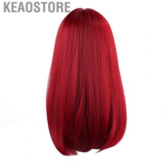 Keaostore 20.5in Red Long  Wigs With Bangs Heat Resistant Fiber Women&amp;apos;s Wig