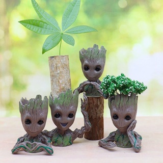 Guardians of the Galaxy Groot กระถางดอกไม้พืชอวบน้ำเรซิ่นประดับกระถางต้นไม้ขนาดเล็กชายรุ่น Q น่ารัก Groot การสร้างแบบจำลองรุ่นสร้างสรรค์ตกแต่ง