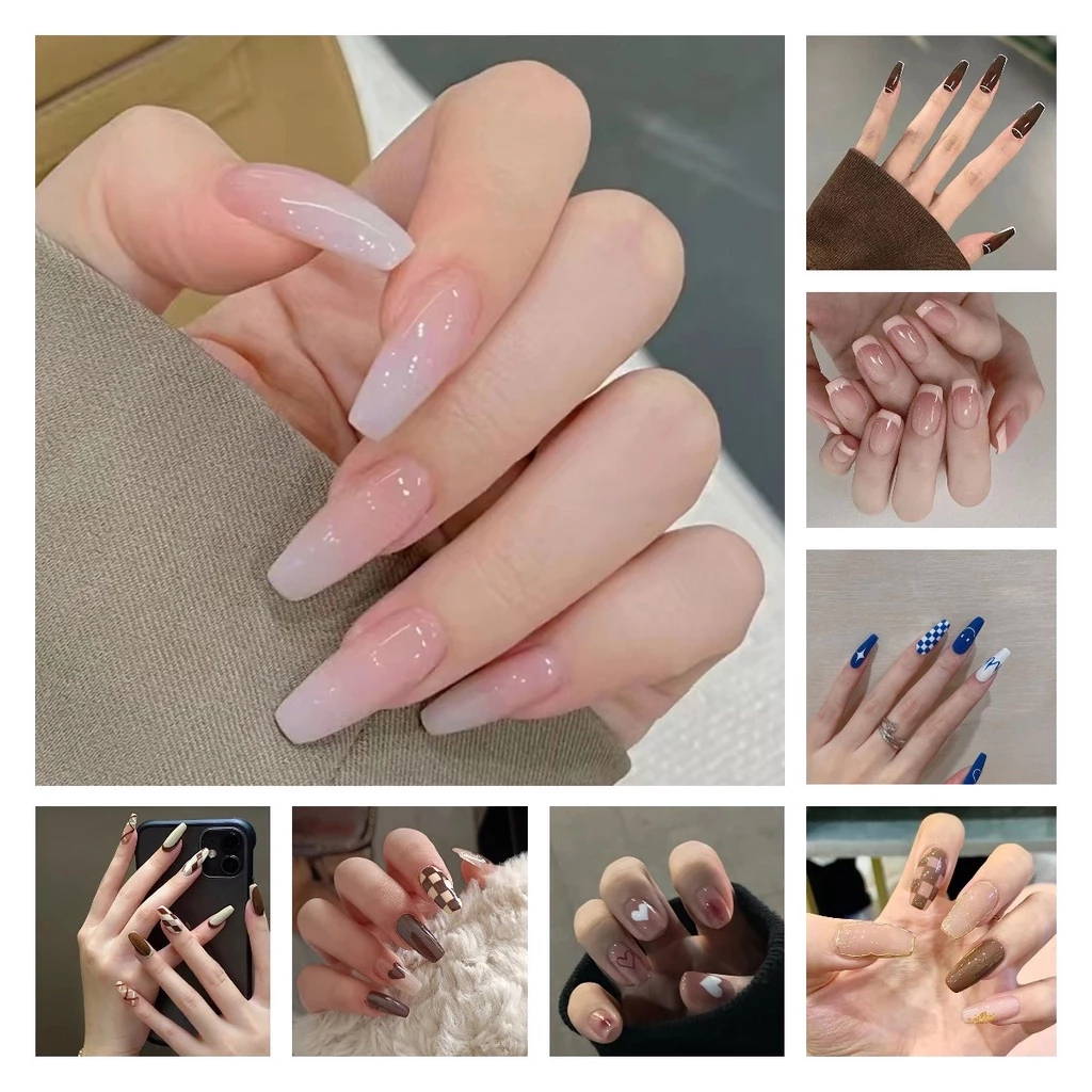 ชุดเกราะที่ถอดออกได้ 24 DIY ชิ้น เล็บปลอม กาวติดเล็บปลอม