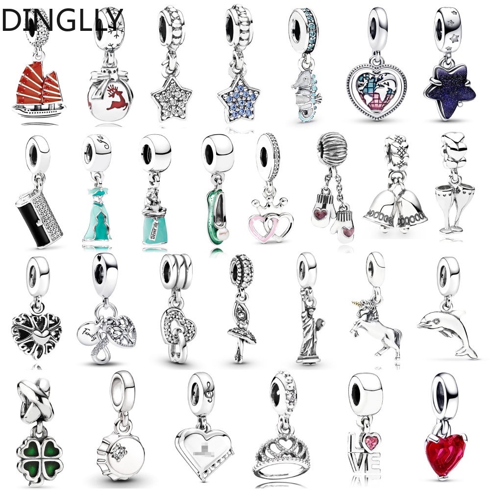 Dinglly จี้รูปดาว หัวใจ สีเงิน สําหรับทําเครื่องประดับ สร้อยข้อมือ DIY