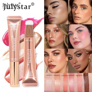 JULYSTAR Julystar Liquid Contour With Cushion Applicator Natural Shimmer Highlight Finish Moisturizing Creamy Soft Liquid Blush For Cheeks