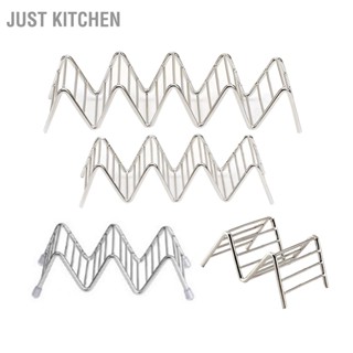 Just Kitchen สแตนเลสรูปตัว V Taco Holder ม้วนข้าวโพดปอเปี๊ยะ Stand Home ชั้นวางอาหารแพนเค้ก