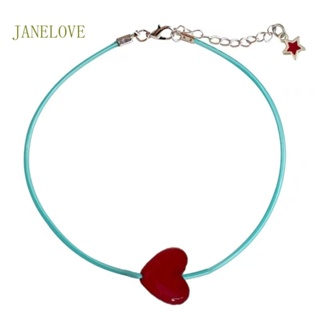 Jlove สร้อยคอโช้กเกอร์ จี้รูปหัวใจ สีแดง ปรับขนาดได้ เครื่องประดับสําหรับผู้หญิง