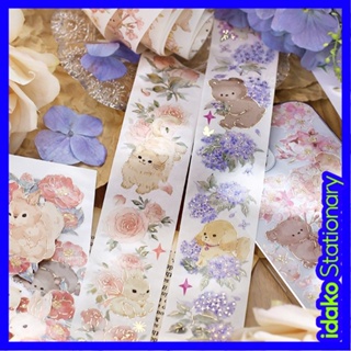 idako [ม้วนเต็ม 3m] Bronzing Washi Tape สัตว์น่ารักดอกไม้ Mori Series 6 ประเภท Hanano Poetry Series DT127