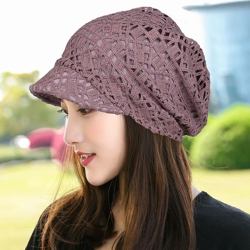 หมวกคลุมผม แบบสองชั้น ลายดอกไม้ ฉลุลาย ขนาดใหญ่ สีขาว แฟชั่นฤดูใบไม้ผลิ และฤดูร้อน สําหรับผู้หญิง