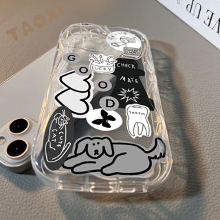 ใหม่ เคสโทรศัพท์มือถือแบบใส กันกระแทก ลายคลื่นสามมิติ แนวสตรีท สําหรับ Iphone 13 11 12 XR XSMAX Air Cushion 78 14plus RTSO