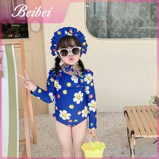 【Beibei】ชุดว่ายน้ำเด็กผู้หญิงสีน้ำเงิน สีสันสดใส สีสันสดใสชุดว่ายน้ำเด็ก ส่วนสูง 90cm-140cm