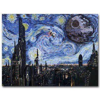 Q โปสเตอร์ และภาพพิมพ์ StarWars Classic Movie Starry Night 1x1 สําหรับตกแต่งบ้าน