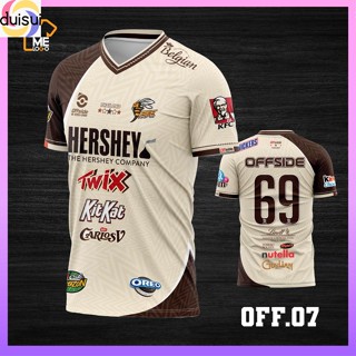 Duisui เสื้อกีฬาเสื้อฟุตบอลพิมพ์ลาย OFF.07 ใส่สบาย สีสด