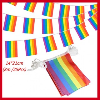 Rainbow flag ธงราว LGBT ธงราวสายรุ้ง ยาว Lgbt ธงแบนเนอร์ สีรุ้ง 26 ฟุต 25 ธง สําหรับตกแต่งฉากหลัง