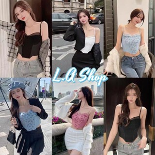 L.A Shop พร้อมส่ง เสื้อสายเดี่ยวลายดอกไม้ มีฟองน้ำ สม๊อคหลังยืดได้ดี "FY0511/FY0512-DD"