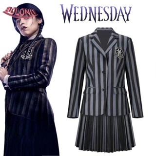 BO ชุดคอสเพลย์ Nevermore Academy Wednesday Addams พร็อพถ่ายรูปฮาโลวีน สําหรับผู้หญิง และผู้ชาย