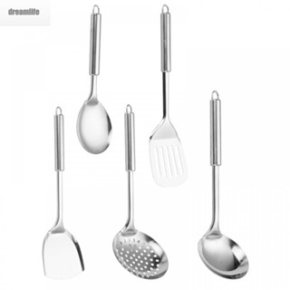 【DREAMLIFE】5 Pcs Cooking Utensil Sets for Kitchen Stainless Steel Spatula Metal Utensil Set