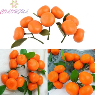 【COLORFUL】Fake Orange 9Pcs Artificial Fake Food Fruit Kitchen Plastic Diameter 3.7cm