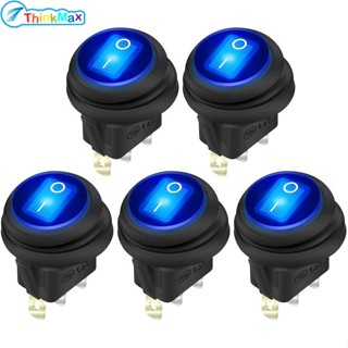 สวิตช์โยก 3 Pins 12v 20a ไฟ Led ทรงกลม กันน้ํา สีฟ้า 5 ชิ้น ต่อชุด