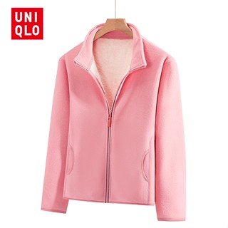 Uni.qlo เสื้อแจ็กเก็ต ผ้าฟลีซ แบบหนา สีพื้น ให้ความอบอุ่น ใส่สบาย ไม่มีฮู้ด เหมาะกับฤดูหนาว สําหรับผู้หญิง [M-4XL]