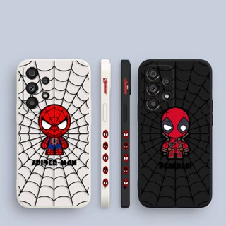 เคสโทรศัพท์มือถือ พิมพ์ลายการ์ตูน Spiderman Deadpool มีลายด้านข้าง สําหรับ Samsung Galaxy A90 A80 A73 A72 A71 A70 A60 A54 A53 A52 A51 A50 A30 S A42 A40 A34 A33 A32 A32 A31 A30 A24 A23 5G