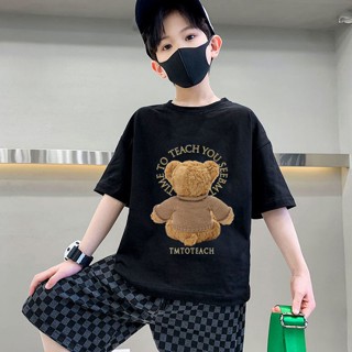 ใหม่ เสื้อยืดแขนสั้น ผ้าฝ้าย 100% พิมพ์ลาย สําหรับเด็กผู้ชาย และเด็กผู้หญิง