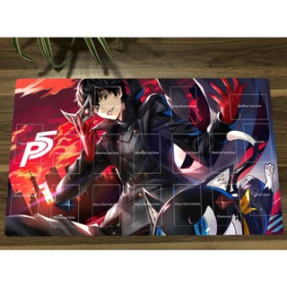 Persona 5 Yugioh Playmat Amamiya Ren &amp; Morgana CCG TCG แผ่นรองเมาส์เล่นเกม + กระเป๋า