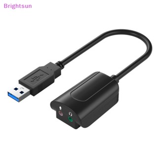 Brightsun อะแดปเตอร์การ์ดเสียงไมโครโฟน USB 3.5 มม. สําหรับหูฟังแล็ปท็อป