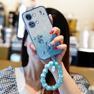 ใหม่ เคสโทรศัพท์มือถือแบบนิ่ม แต่งกลิตเตอร์ ไล่โทนสี ลายดอกกุหลาบ พร้อมสายคล้องมือ ลูกปัด สําหรับ Infinix NOTE 30i X6716 30 Pro X678B 30 5G 4G HOT 30 30i 30 Play Smart7 NOTE30 2023