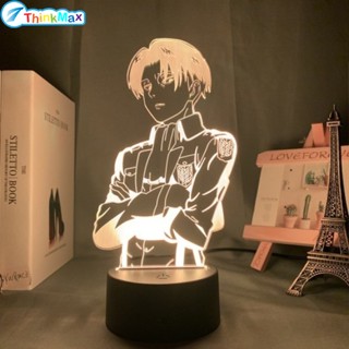 โคมไฟตั้งโต๊ะอะคริลิค Led ลาย Attack on Titan Eren Jaeger Mikasa levi ackerman 3D USB สําหรับบ้าน ออฟฟิศ