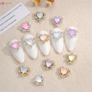 ตามมาตกแต่งเล็บ Aurora Love Gold And Silver Peach Heart Big Cute Sweet Nail Diy Decorations veemm