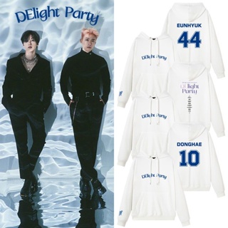 เสื้อกันหนาว มีฮู้ด ลาย Kpop Super Junior D&amp;E DElight Party Lee DongHae EunHyuk สําหรับผู้ชาย และผู้หญิง