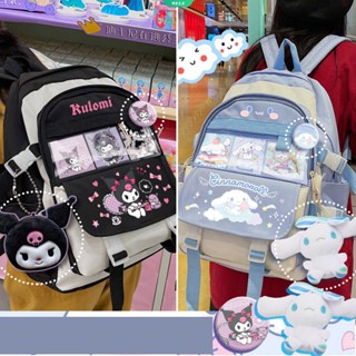 SANRIO กระเป๋าเป้สะพายหลัง กันน้ํา ขนาดใหญ่ จุของได้เยอะ ลายการ์ตูน Hello Kitty Melody Kuromi Pom Pom Purin แฟชั่นสําหรับสตรี 2023