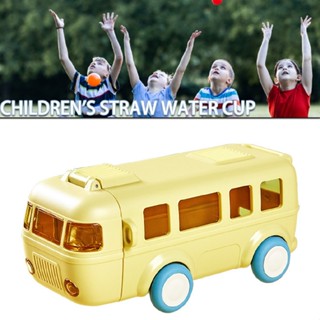 New Bus Childrens Straw Water Cup Cute Plastic Cup Portable Outdoor Bounce Cup