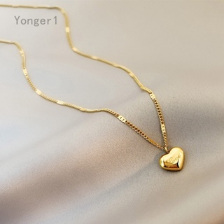 Yonger สร้อยคอโซ่ โลหะผสม จี้รูปหัวใจ สีทอง เข้ากับทุกการแต่งกาย เครื่องประดับแฟชั่น สําหรับผู้หญิง งานเทศกาล ปาร์ตี้ ของขวัญ