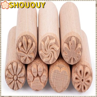 SHOUOUY แสตมป์ไม้ธรรมชาติ เส้นผ่าศูนย์กลางสี 2 ซม. สูง 5 ซม. สําหรับปั๊มกระดาษชําระ ดินเผา เพ้นท์สี