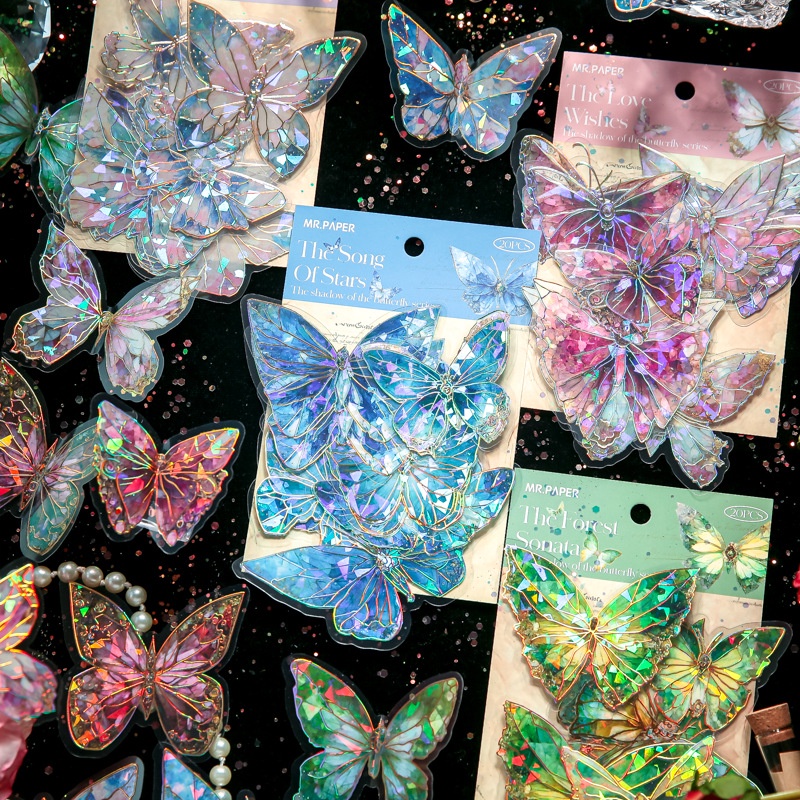 Enwei สติกเกอร์ PVC ลายผีเสื้อ สําหรับติดตกแต่งสมุดภาพ 20 ชิ้น