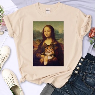 เสื้อยืด พิมพ์ลายอนิเมะ Mona Lisa สไตล์ฮาราจูกุ สําหรับผู้หญิง